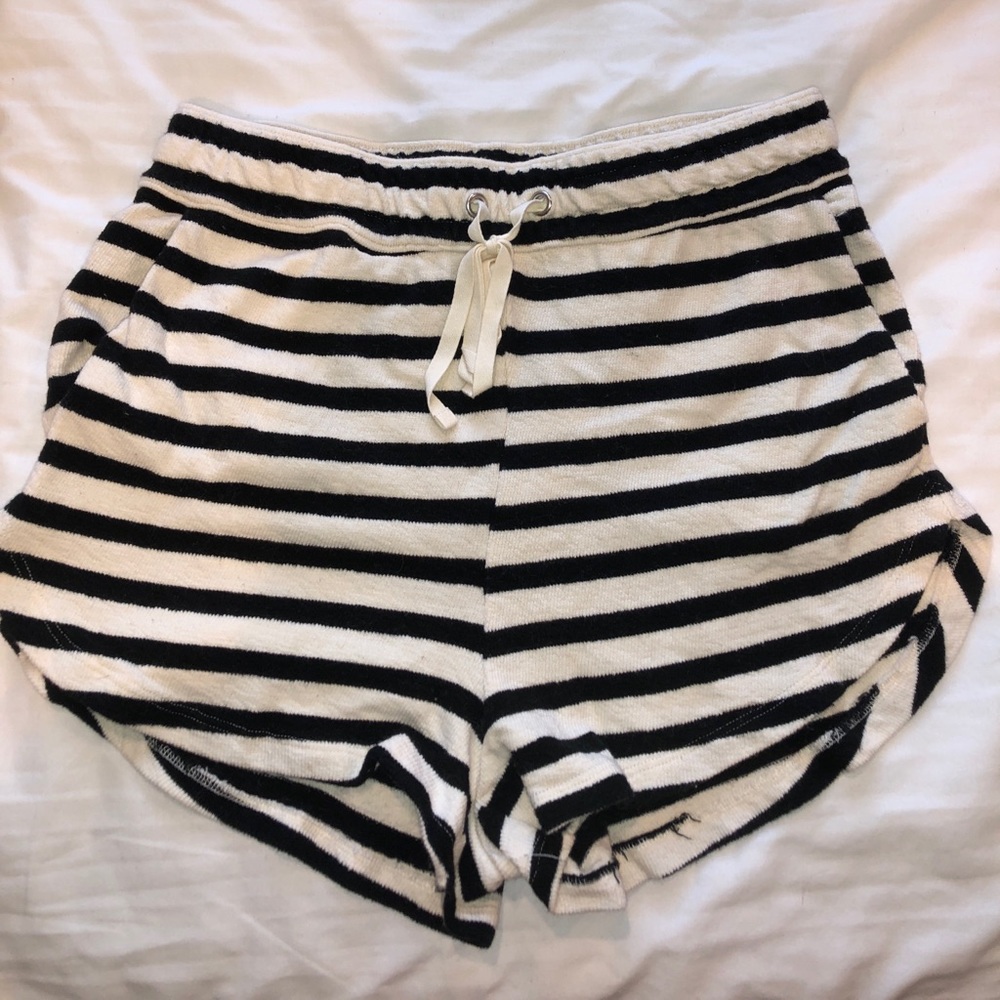 Soft stripped lounging shorts
